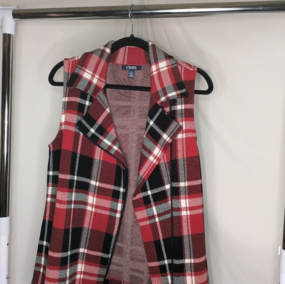 Chaps Plaid Moto Sweater Vest - Picture 3 of 7